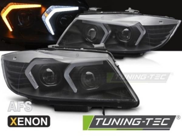 Xenon LED Angel Eyes Scheinwerfer passend für BMW 3er E90/E91 LCI 09-11 chrom mit LED Blinker