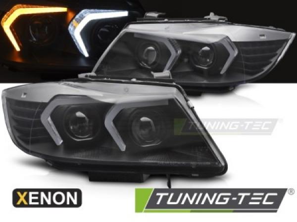 Xenon LED Angel Eyes Scheinwerfer für BMW 3er E90/E91 LCI 09-11 schwarz mit LED Blinker