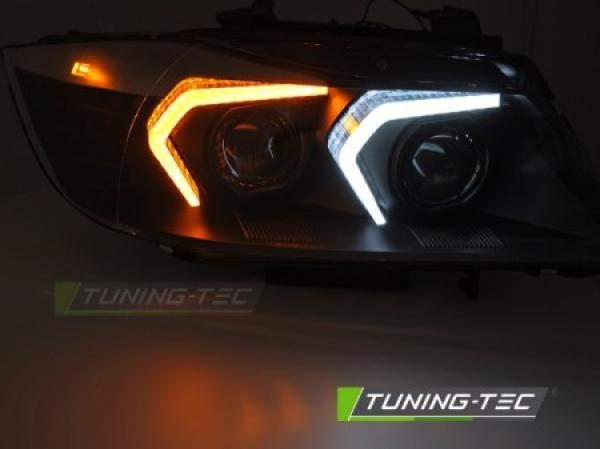 Xenon LED Angel Eyes Scheinwerfer für BMW 3er E90/E91 LCI 09-11 schwarz mit LED Blinker