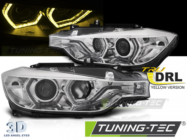 Upgrade "Y-Light" LED Tagfahrlicht Angel Eyes Scheinwerfer Set für BMW 3er F30/F31 11-15 chrom