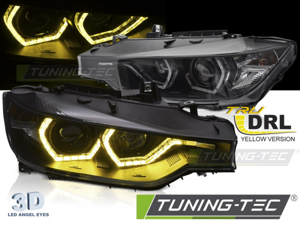 Upgrade "Y-Light" LED Tagfahrlicht Angel Eyes Scheinwerfer Set für BMW 3er F30/F31 11-15 schwarz