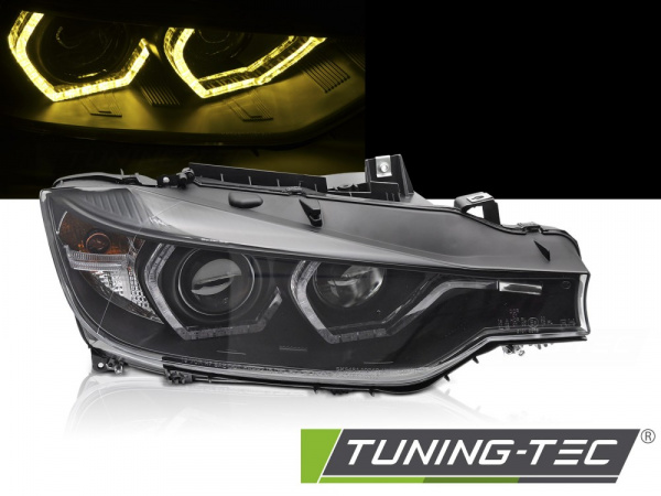 Upgrade "Y-Light" LED Tagfahrlicht Angel Eyes Scheinwerfer Set für BMW 3er F30/F31 11-15 schwarz