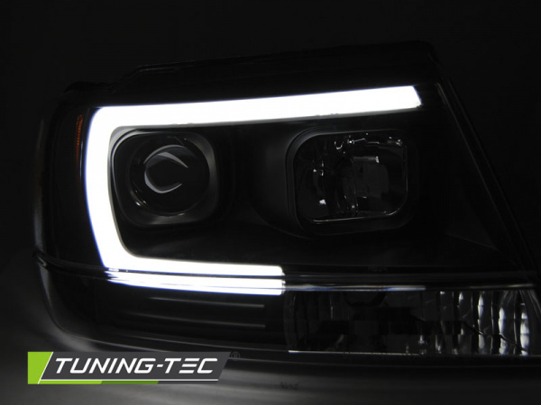 LED Tagfahrlicht Design Scheinwerfer für Jeep Grand Cherokee 99-05 schwarz LTI