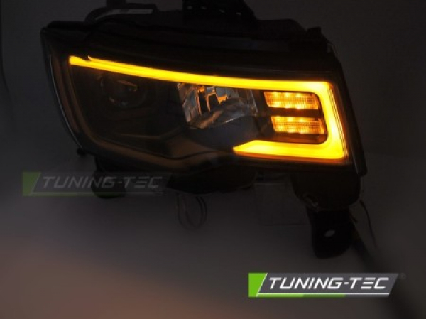 LED Tagfahrlicht Design Scheinwerfer Set für Jeep Grand Cherokee WK2 16-21 schwarz