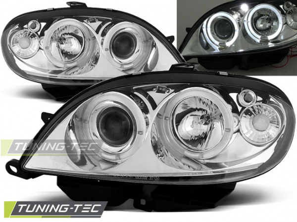LED Angel Eyes Scheinwerfer für Citroen Saxo 99-03 chrom