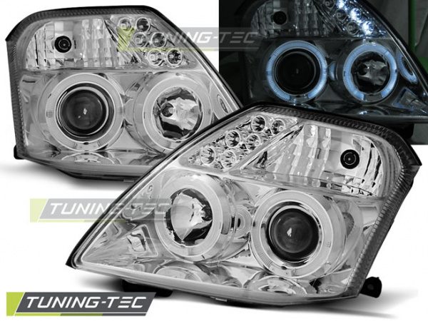 LED Angel Eyes Scheinwerfer für Citroen C2 03-10 chrom