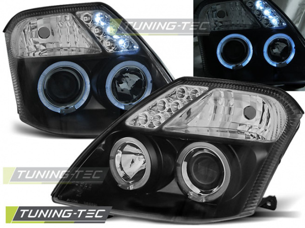 LED Angel Eyes Scheinwerfer für Citroen C2 03-10 schwarz