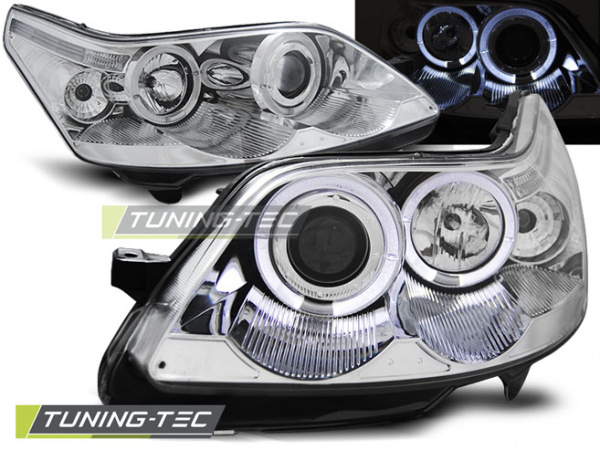 LED Angel Eyes Scheinwerfer für Citroen C4 04-10 chrom