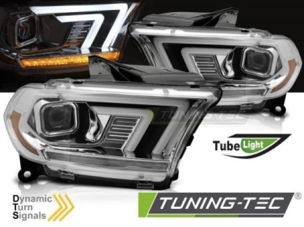 LED Tagfahrlicht Design Scheinwerfer Set für Dodge Durango 10-13 chrom mit dyn. Blinker