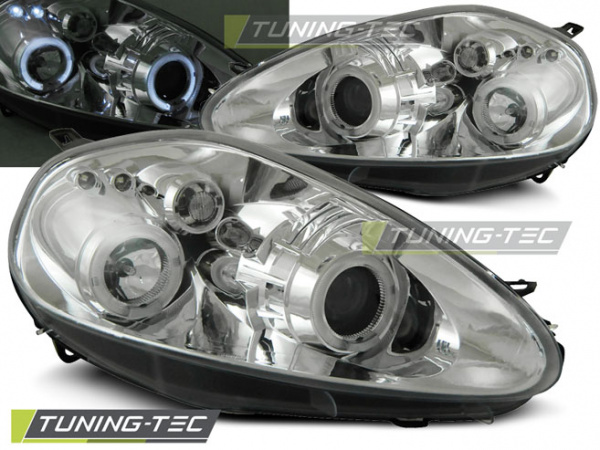 LED Angel Eyes Scheinwerfer für Fiat Grande Punto 05-08 chrom