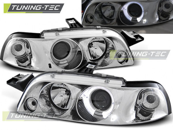 LED Angel Eyes Scheinwerfer für Fiat Punto 1 (Typ 176) 93-99 chrom