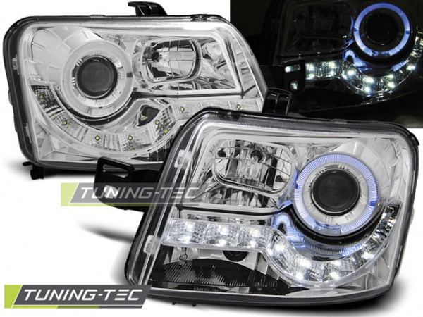 LED Tagfahrlicht Design Scheinwerfer für Fiat Panda 03-12 chrom