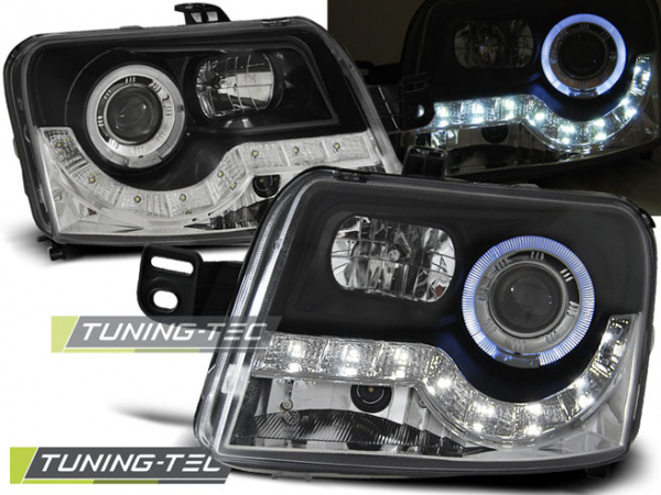 LED Tagfahrlicht Design Scheinwerfer für Fiat Panda 03-12 schwarz