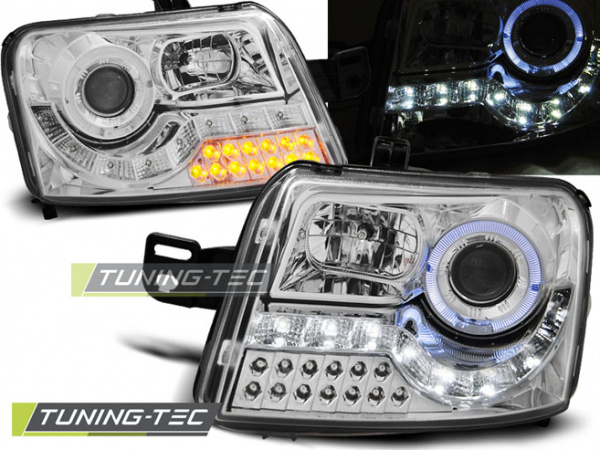 LED Tagfahrlicht Design Scheinwerfer für Fiat Panda 03-12 chrom mit LED Blinker