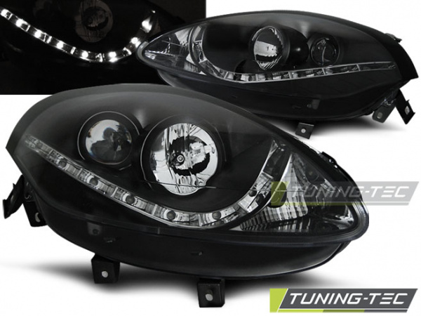LED Tagfahrlicht Design Scheinwerfer für Fiat Bravo 2 (Typ 198) 07-15 schwarz