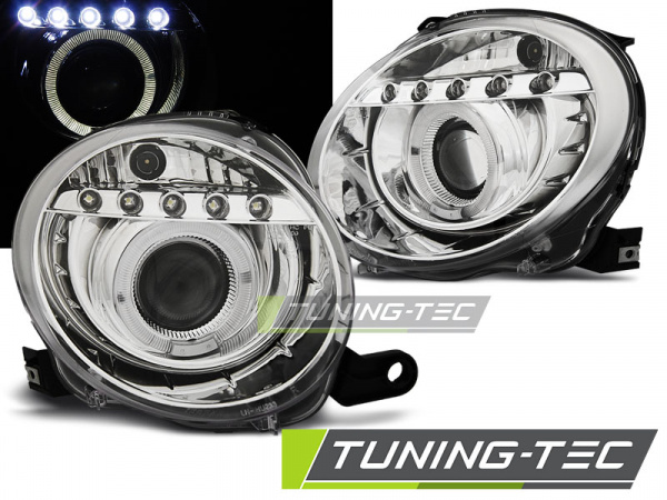 LED Tagfahrlicht Design Scheinwerfer für Fiat 500 07-15 chrom