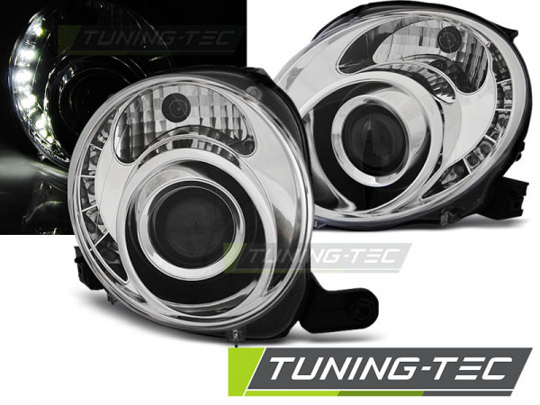 LED Tagfahrlicht Design Scheinwerfer für Fiat 500 07-15 chrom
