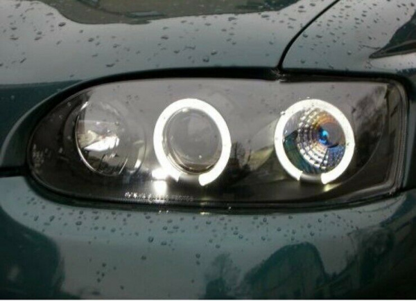 LED Angel Eyes Scheinwerfer für Ford Escort MK7 95-00 schwarz
