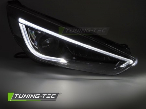 LED Tagfahrlicht Scheinwerfer Set für Ford Focus MK3 Facelift 14-18 schwarz mit dyn. Blinker