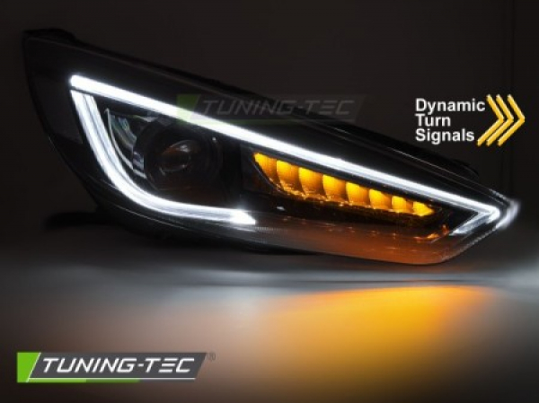 LED Tagfahrlicht Scheinwerfer Set für Ford Focus MK3 Facelift 14-18 schwarz mit dyn. Blinker