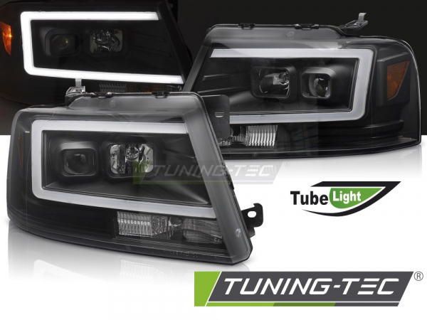 LED Tagfahrlicht Design Scheinwerfer Set für Ford F150 MK11 04-08 schwarz