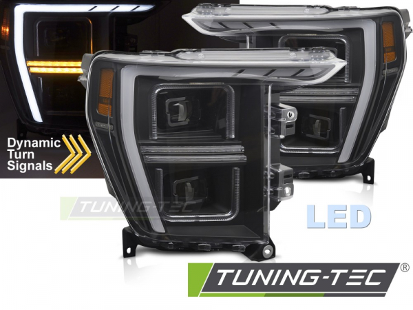 VOLL LED Tagfahrlicht Design Scheinwerfer Set für Ford F150 MK14 20-23 schwarz mit dyn. Blinker