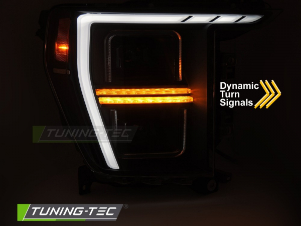 VOLL LED Tagfahrlicht Design Scheinwerfer Set für Ford F150 MK14 20-23 schwarz mit dyn. Blinker