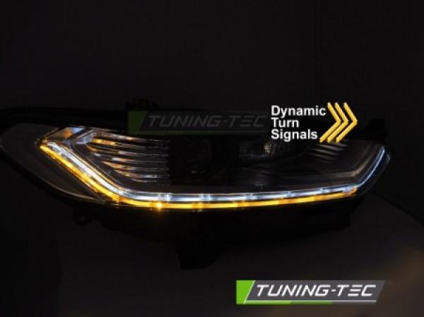LED Upgrade Design Tagfahrlicht Scheinwerfer Set für Ford Mondeo MK5 14-18 schwarz mit dyn. Blinker