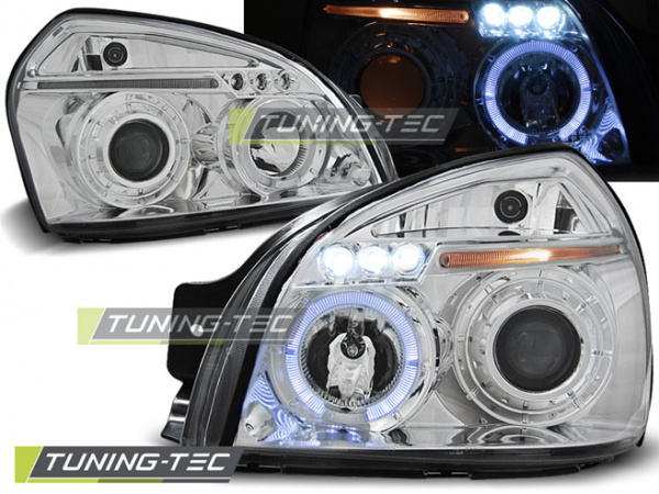 LED Angel Eyes Scheinwerfer für Hyundai Tucson 04-10 chrom
