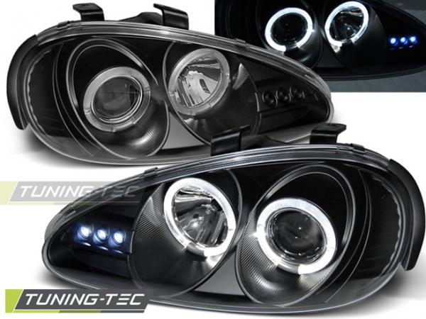 LED Angel Eyes Scheinwerfer für Mazda MX3 91-98 schwarz