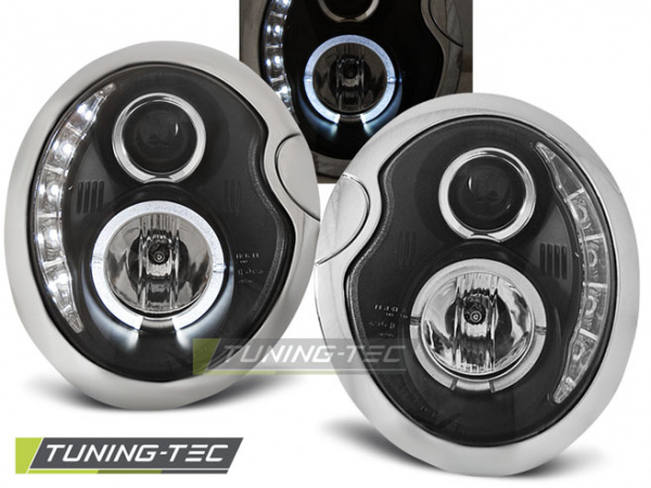 LED Tagfahrlicht Design Scheinwerfer für Mini Cooper 01-06 schwarz