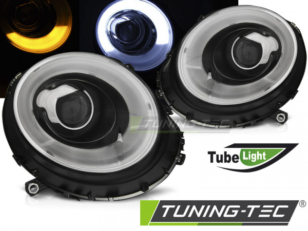 LED Tagfahrlicht Design Scheinwerfer für Mini Cooper R55/R56/R57 06-14 schwarz mit LED Blinker LTI
