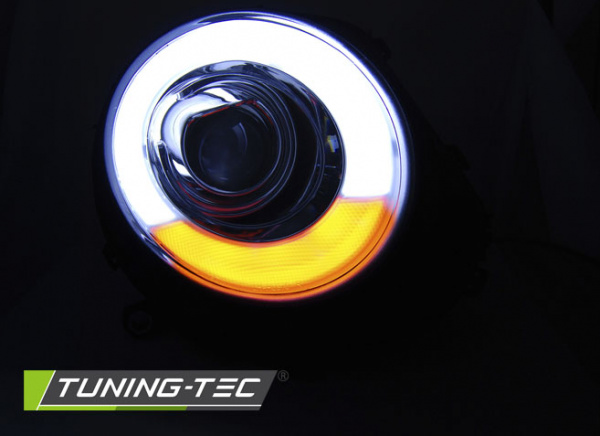 LED Tagfahrlicht Design Scheinwerfer für Mini Cooper R55/R56/R57 06-14 schwarz mit LED Blinker LTI