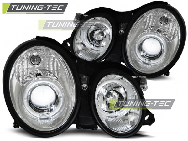 LED Angel Eyes Scheinwerfer für Mercedes Benz CLK W208 97-02 chrom
