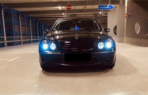 LED Angel Eyes Scheinwerfer für Mercedes Benz C-Klasse W203 00-04 schwarz