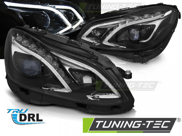 VOLL LED Tagfahrlicht Scheinwerfer für Mercedes Benz E-Klasse W212 13-16 schwarz