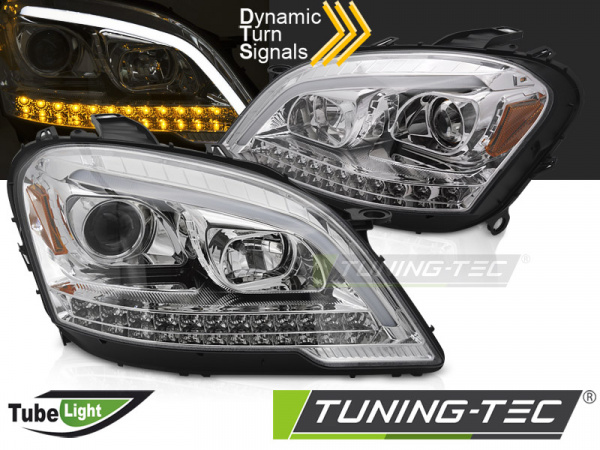 LED Tagfahrlicht Design Scheinwerfer für Mercedes Benz ML W164 09-11 Facelift chrom mit dynamischem LED Blinker