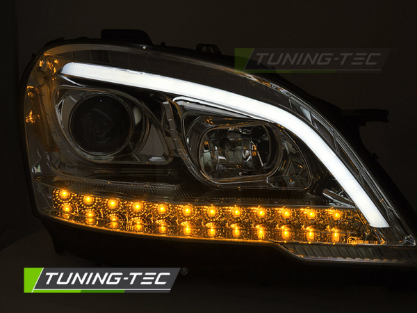 LED Tagfahrlicht Design Scheinwerfer für Mercedes Benz ML W164 09-11 Facelift chrom mit dynamischem LED Blinker