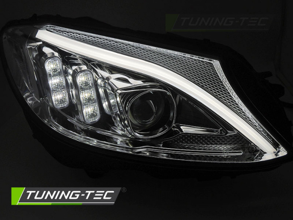 Upgrade LED Tagfahrlicht Scheinwerfer für Mercedes Benz C-Klasse W205 14-18 chrom mit dyn. Blinker