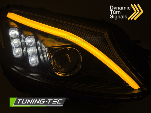 Upgrade LED Tagfahrlicht Scheinwerfer für Mercedes Benz C-Klasse W205 14-18 schwarz mit dyn. Blinker