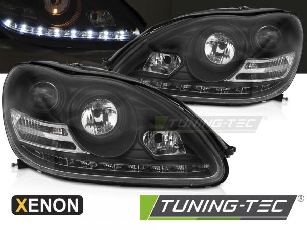 LED Tagfahrlicht Design Scheinwerfer passend für Mercedes Benz S-Klasse W220 98-05 chrom