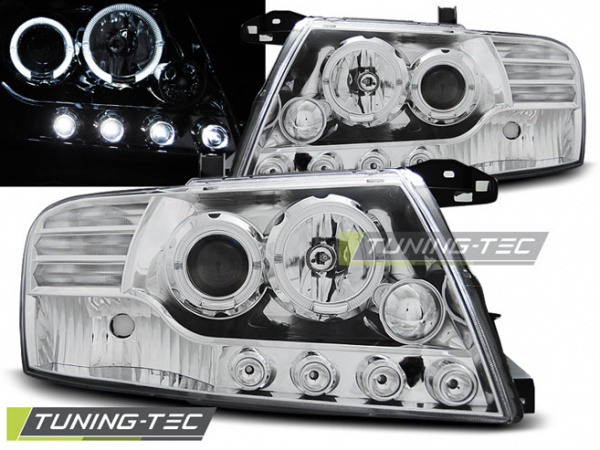 LED Angel Eyes Scheinwerfer für Mitsubishi Pajero V60 00-06 chrom