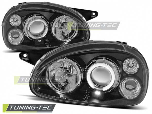 LED Angel Eyes Scheinwerfer für Opel Corsa B 93-00 schwarz