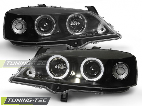 LED Angel Eyes Scheinwerfer für Opel Astra G 98-04 schwarz