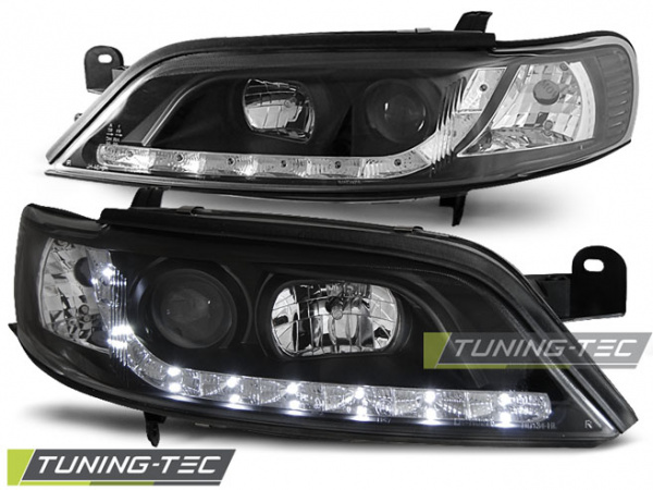 LED Tagfahrlicht Design Scheinwerfer für Opel Vectra B Facelift 99-02 schwarz