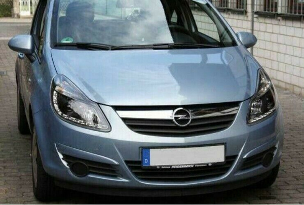 LED Tagfahrlicht Design Scheinwerfer für Opel Corsa D 06-11 schwarz