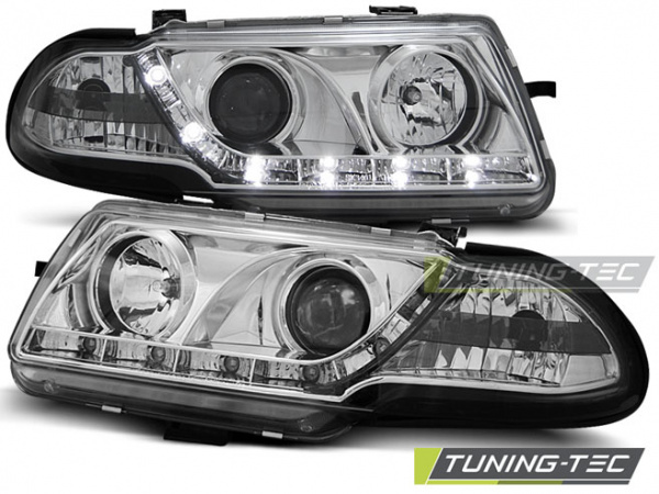 LED Tagfahrlicht Design Scheinwerfer für Opel Astra F 91-94 chrom