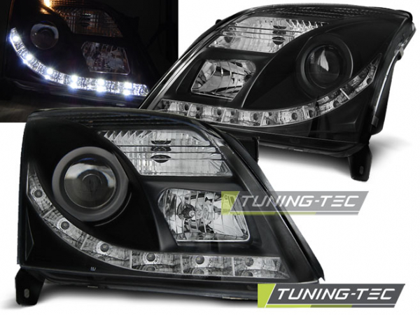 LED Tagfahrlicht Design Scheinwerfer für Opel Vectra C / Signum 02-05 schwarz