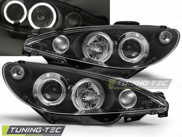 LED Angel Eyes Scheinwerfer für Peugeot 206 02-14 schwarz