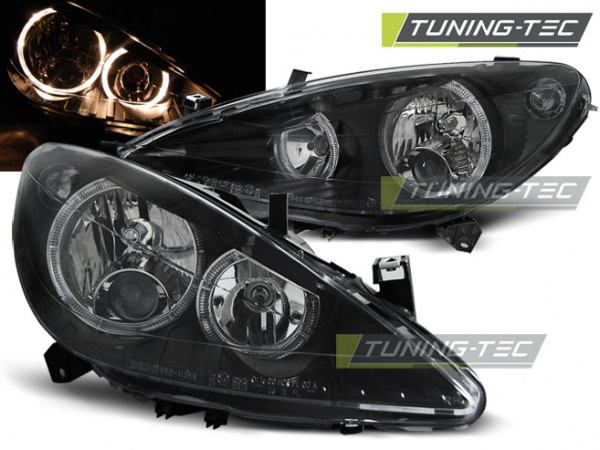 Upgrade Design Angel Eyes Scheinwerfer für Peugeot 307 01-05 schwarz